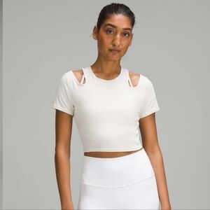 Lululemon Shoulder Cut-Out Yoga T-Shirt Color Bone